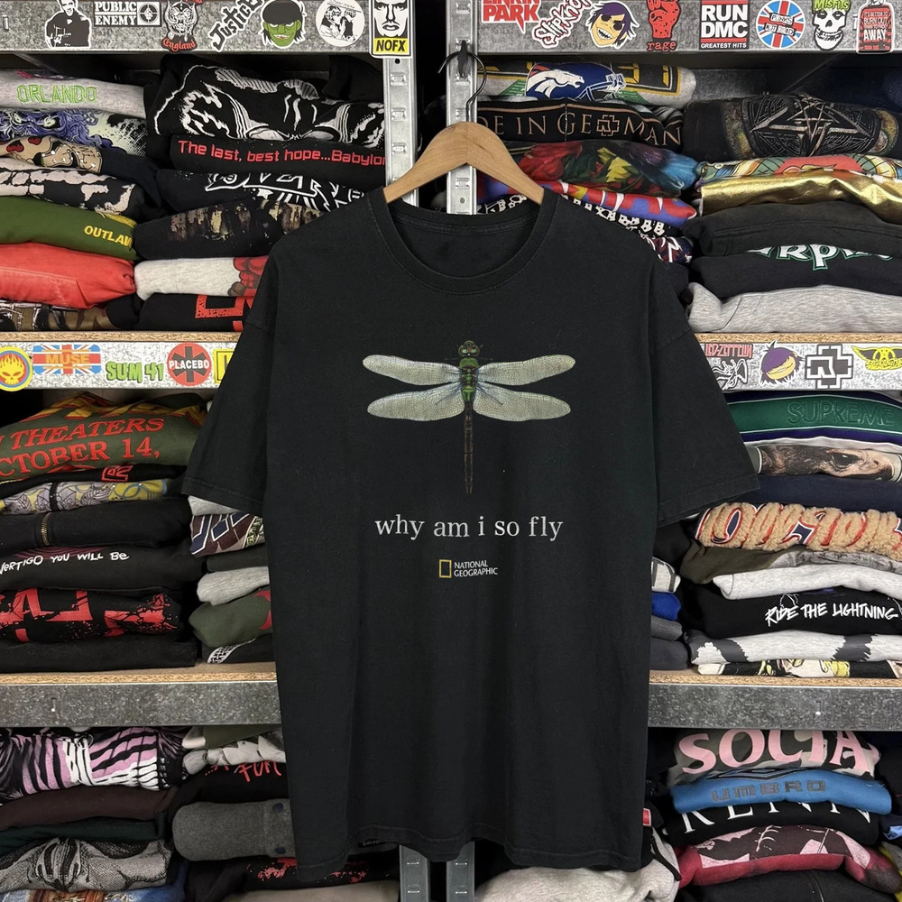 90s National Geographic Why Am I So Fly , Black Tee